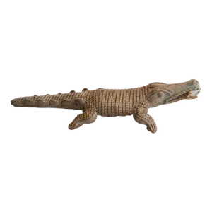 Vintage African Alligator Sculpture With Fish