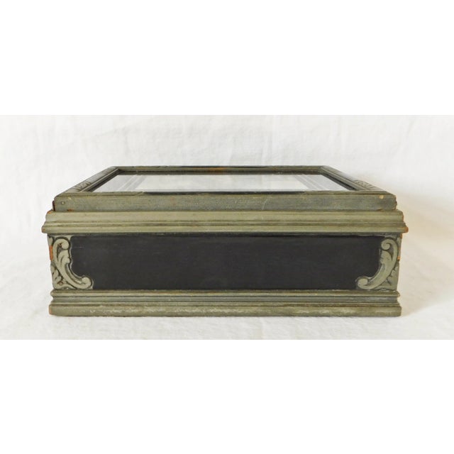 Antique Early 1900s Victorian Family Picnic Portrait Mirrored Jewelry Dresser Trinket Box For Sale - Image 11 of 13