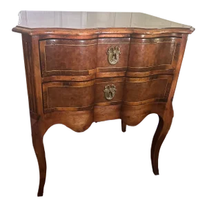 John Richard Burl Wood 2 Drawer Night Stand- Late 20th Century