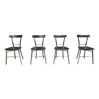 Vintage Black Leather Dining Chairs from Arrben, Italy, 1980s, Set of 4 For Sale