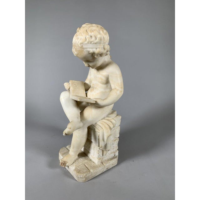 19th Century Marble Sculpture The Reader After Canova For Sale - Image 11 of 11