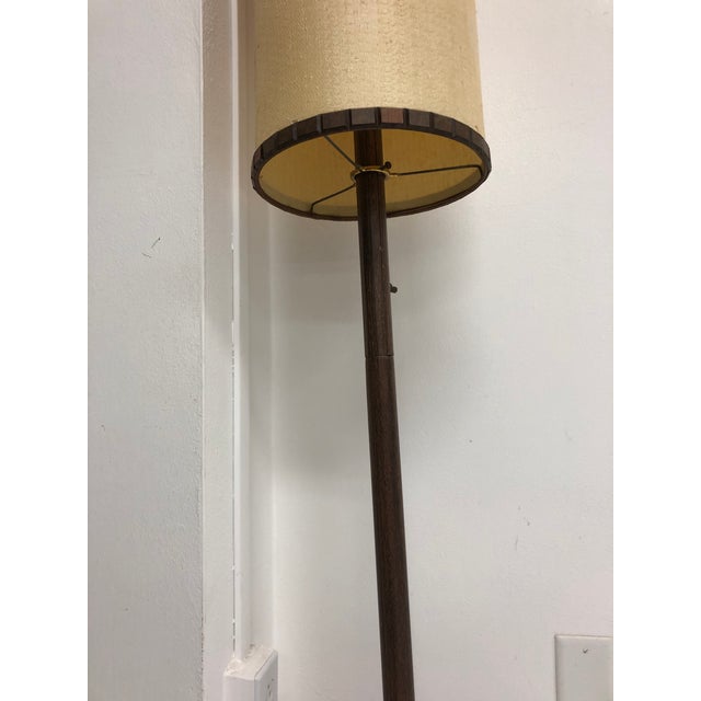 Vintage Mid Century Modern Tension Pole Floor Lamp With Large Drum