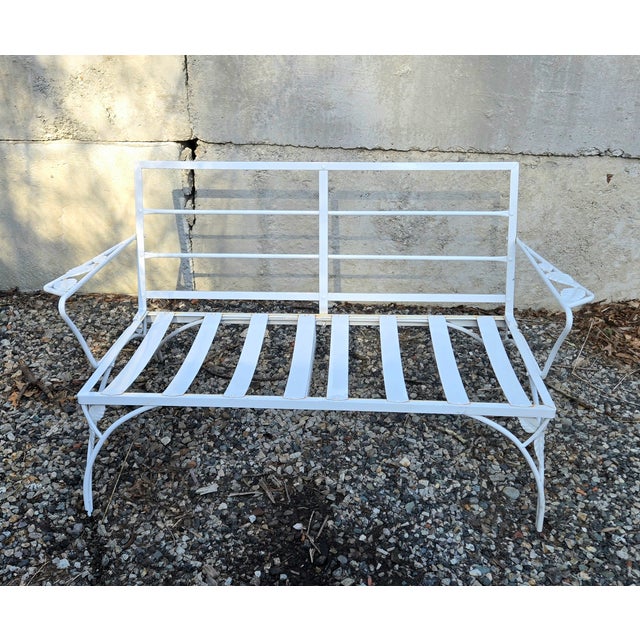 Vintage Wrought Iron Outdoor Patio Loveseat/Settee This 2 person loveseat is made of heavy duty wrought iron and has been...