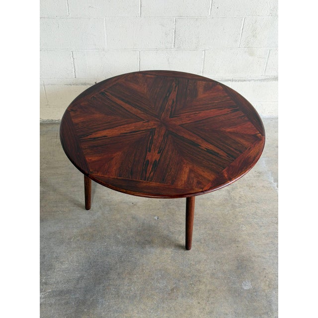Mid 20th Century Danish Modern Rosewood Round Coffee Table in Style of h.w. Klein For Sale - Image 4 of 8