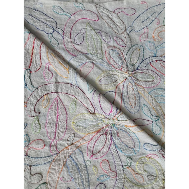 Manuel Canovas Vintage Mexican Otomi Hand Embroidered Textile Coverlet/Wall Hanging For Sale - Image 4 of 15