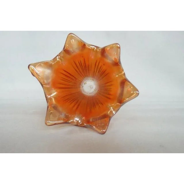 Mid 20th Century Fenton Fine Rib Style Marigold Carnival Glass Swung Vase For Sale - Image 5 of 7