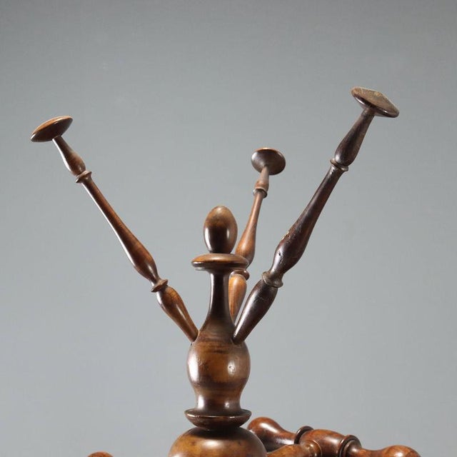 19th Century Walnut Coat Rack with Turned Shaft, Italy For Sale - Image 3 of 7