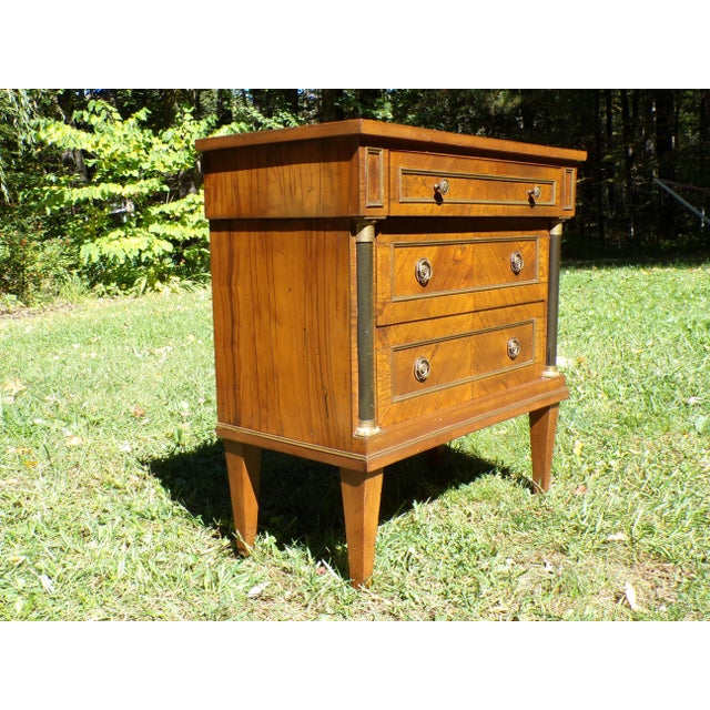 Neoclassical Vintage Italian Neoclassical Style Olivewood Server Chest Table Nightstand For Sale - Image 3 of 17