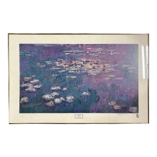 1979 Carnegie Institute "Nympheas" Left Panel Lithograph Poster by Claude Monet, Framed For Sale