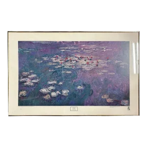 1979 Carnegie Institute "Nympheas" Left Panel Lithograph Poster by Claude Monet, Framed