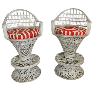 Russell Woodard Spun Fiberglass Barstools and Cushions - a Pair For Sale