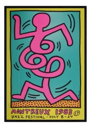 First Edition Montreux Jazz Festival Silkscreen Poster after Keith Haring, 1983