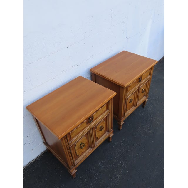 Burlwood Nightstands Bedside Side End Tables a Pair 6907 For Sale - Image 14 of 16