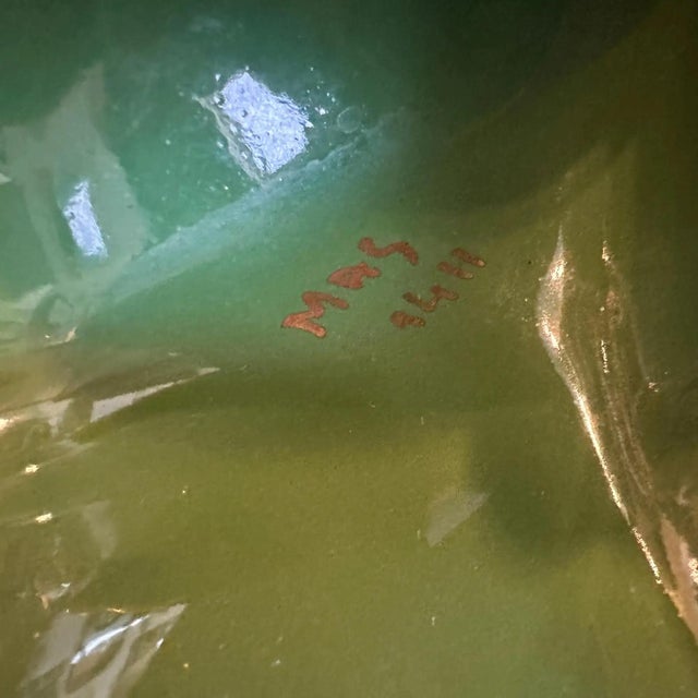 Mid-Century Modern 1950s Green and Gold Ceramic Centerpiece by Maioliche Artistiche Sestesi For Sale - Image 3 of 14