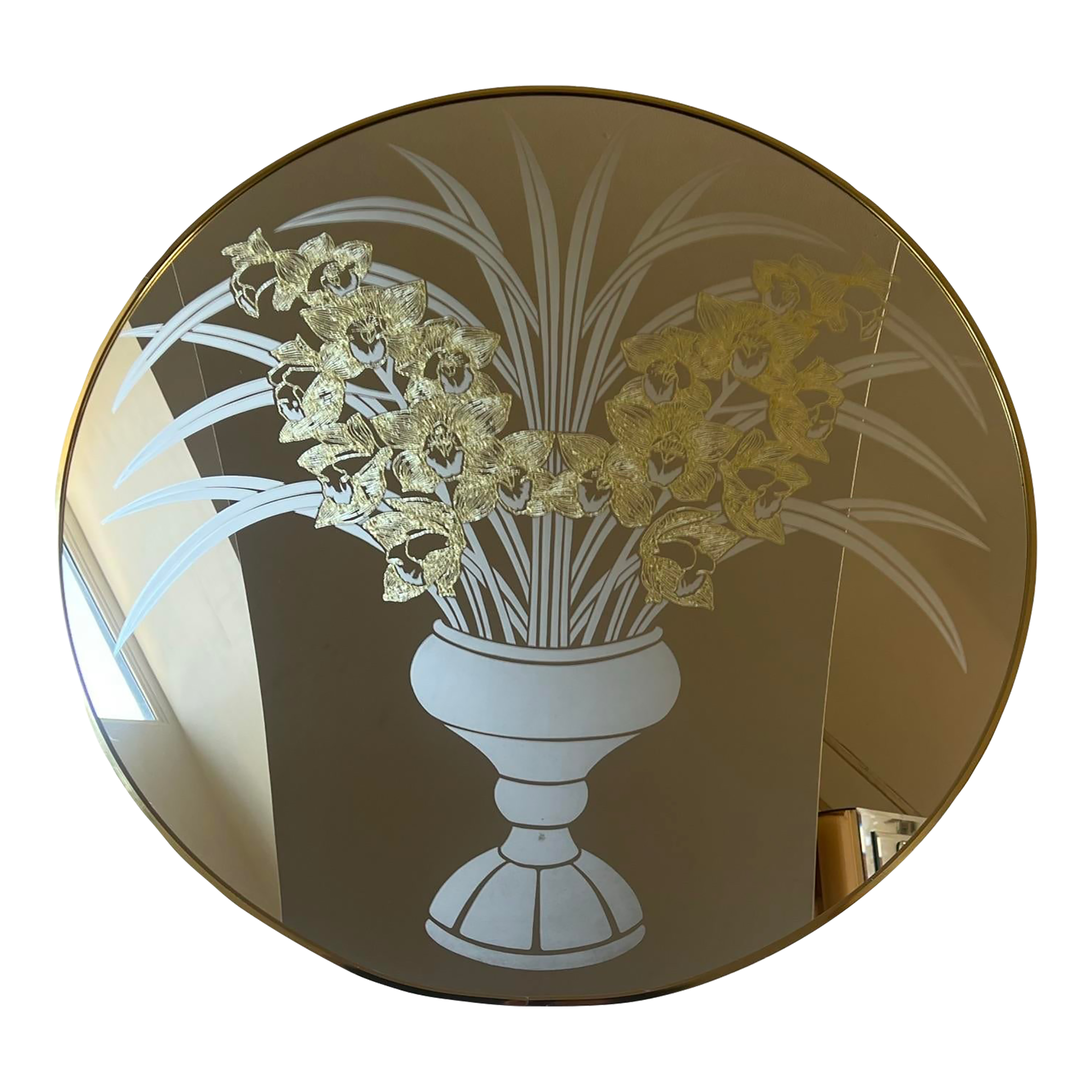 1989 WINDSOR ART 「FLORAL VASE」 ウォールミラー Postmodern 1980s Richard Sandoval Windsor Wall Octagon Brass