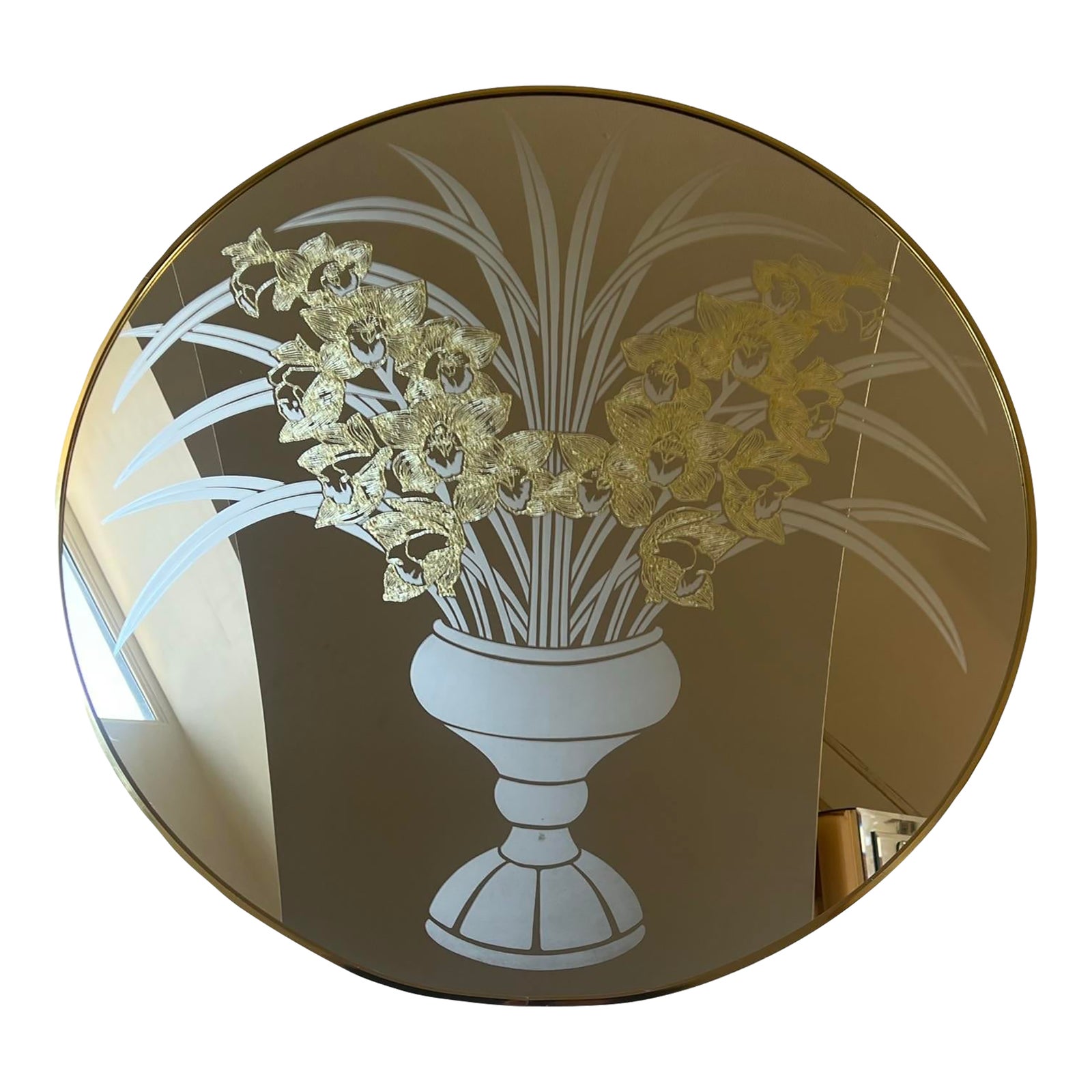 1989 WINDSOR ART 「FLORAL VASE」 ウォールミラー 1980s Vintage Windsor Art Large Floral Flower Vase Deco Brass