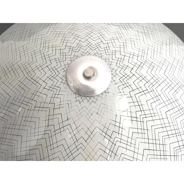 White 1970s Mid-Century Modern Chevrons Frosted Glass Ceiling Light For Sale - Image 8 of 18