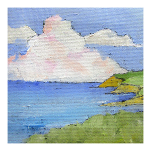 Miniature Pacific Coast 4x4 Landscape O/C Painting