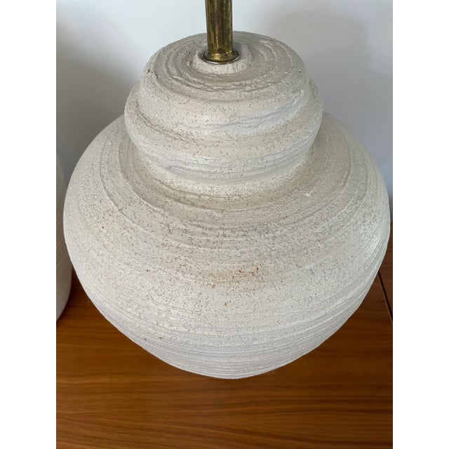 Stunning pair of ceramic 1975 beehive lamps by Danish manufacturer S+MIND with chalky shades of white neutral finish....
