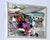 Large Mid 20th Century León Belaunzarán "El Mercado" Oil Painting in Custom Aluminum Frame For Sale In Miami - Image 6 of 7