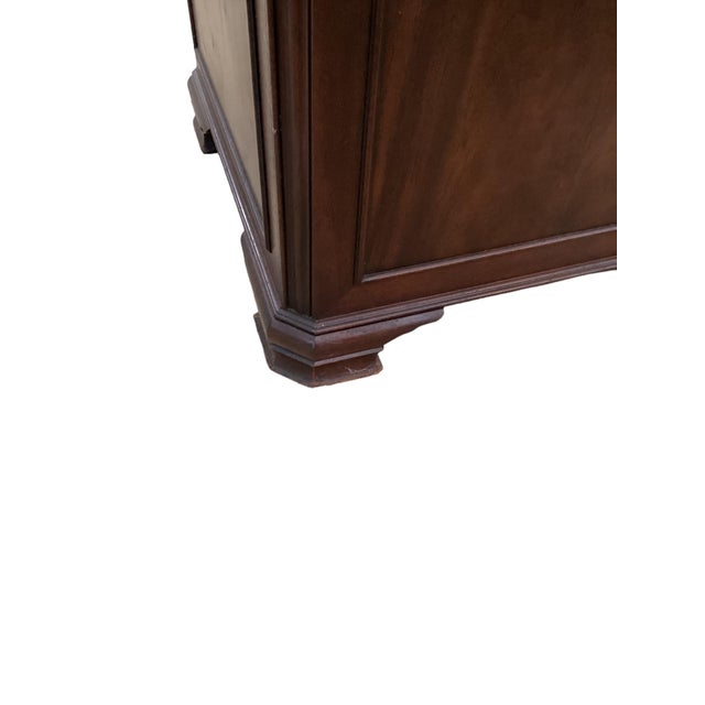 Wood Antique Mahogany Leather Top Rent Drum Table For Sale - Image 7 of 8