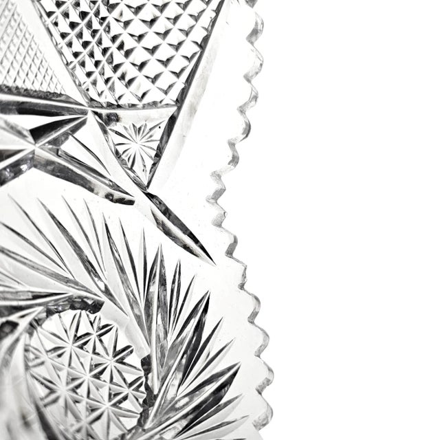 Glass American Brilliant Period Small Hobstar Cut Glass Dish For Sale - Image 7 of 12