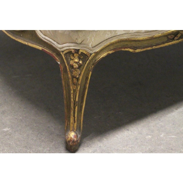 Wood Antique Carved Wood Stuffed Wing Back Chair For Sale - Image 7 of 9