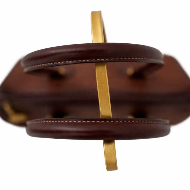 Metal Gucci Boston Crossbody Bag, Brown Leather With Gold Gg Charm, 1980s For Sale - Image 7 of 15