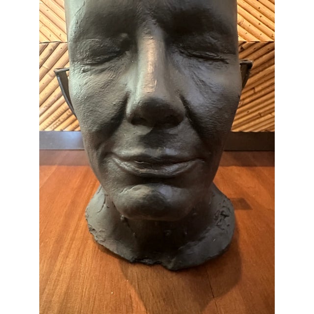 1970s Vintage Art Deco Bust Sculpture on Metal Stand For Sale - Image 5 of 8