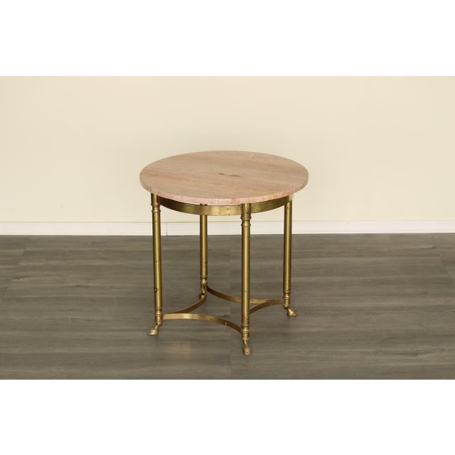 Vintage Solid Brass La Barge Side Table With Stone Top Chairish