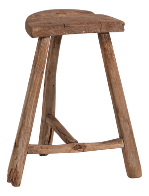 Antique Primitive Stool in Elm, 1900s