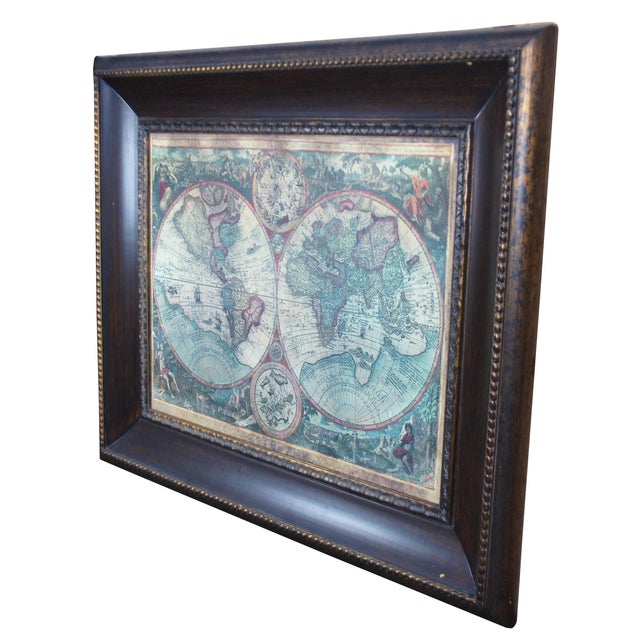 21st Century canvas print double hemisphere map of the World Johannes Baptista Vrients. This was second earliest printed...