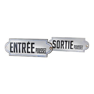 Vintage Guerin/Paris Porcelain in & Out Signs - a Pair For Sale
