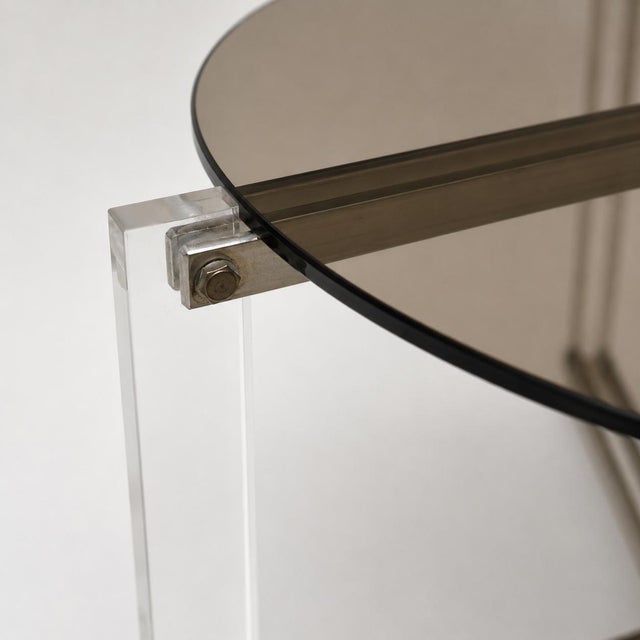 Contemporary Vintage Round Coffee Table in Smoked Glass and Acrylic Glass, 1970s For Sale - Image 3 of 6