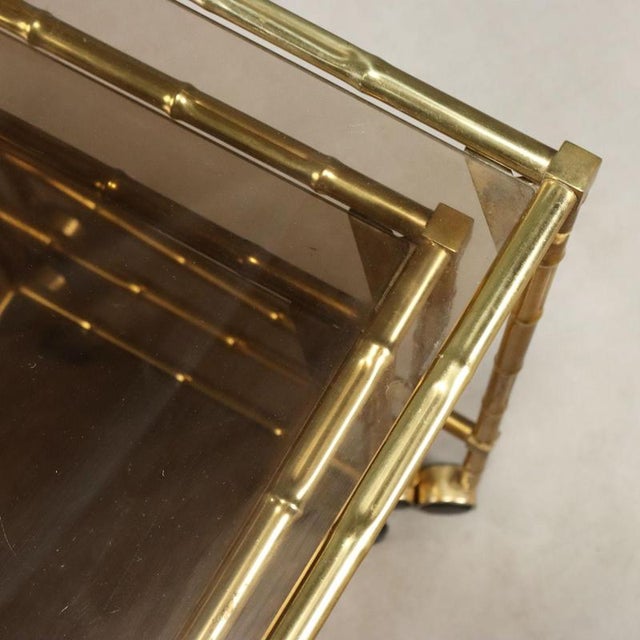 Brass and Smoked Glass Nesting Coffee Tables, 1980s, Set of 3 For Sale - Image 5 of 9