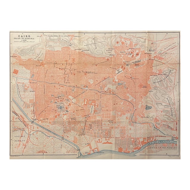 Antique Large Map of Cairo Egypt For Sale