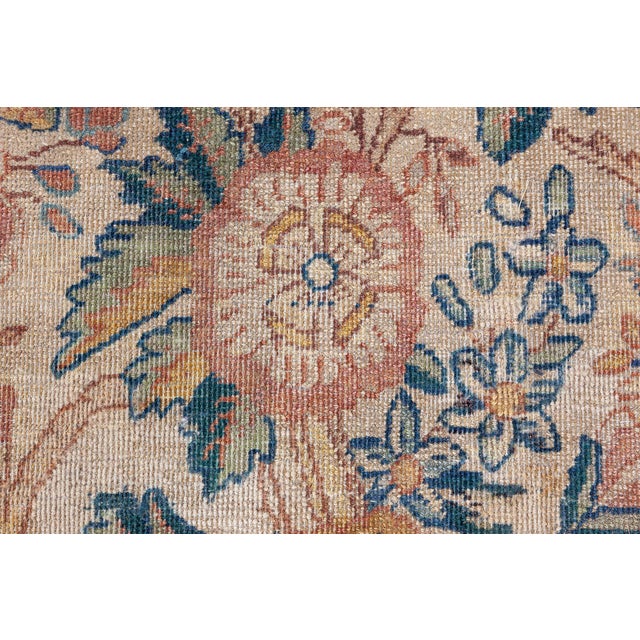 19th Century Persian Kirman Floral Handwoven Wool Rug For Sale - Image 9 of 9