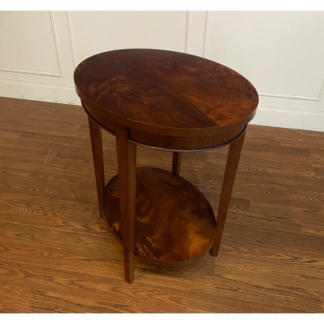 Brown Pair of Leighton Hall Mahogany Oval End Tables - Showroom Samples For Sale - Image 8 of 12