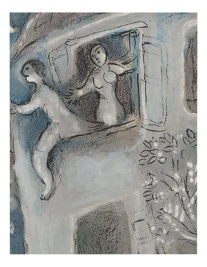 Marc Chagall, The Bible: The Flight of David, Original Lithograph