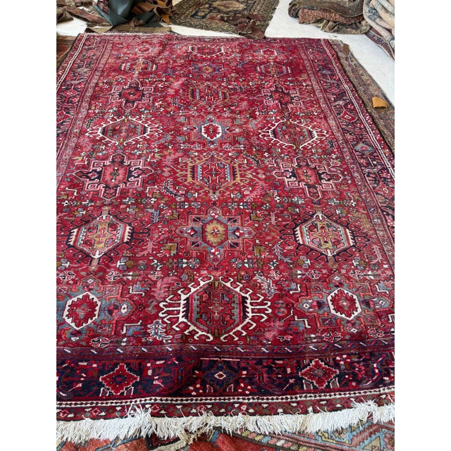 All of our antique & vintage rugs are professionally cleaned prior to being listed Title: HANDSOME Vintage Persian Karaja...