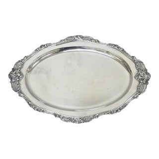 Vintage Baroque by Wallace 258 Victorian Silver Plated Oval Serving Platter Tray For Sale