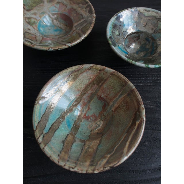 Vintage Modernist Abstract Hand-Thrown Ceramic Bowls, 1990s, Set of 3 For Sale - Image 4 of 13
