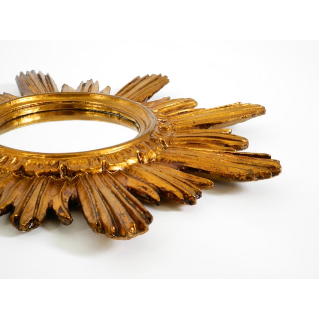 Metal Mid-Century Modern Italian Sunburst Wall Mirror in Wood and Resin, 1950s For Sale - Image 7 of 15