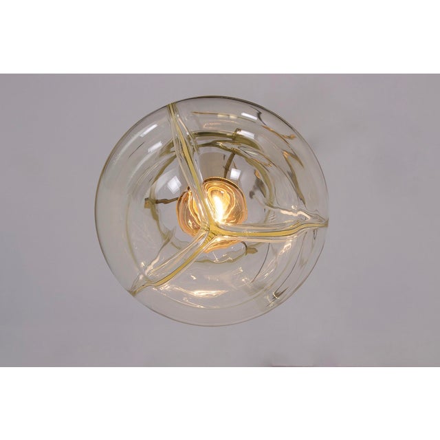 Gold Venini Amber Three-Globe Pendant Light, 1970s For Sale - Image 8 of 12