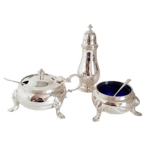 Antique Sterling Silver Cruets, London, 1930s, Set of 3 For Sale - Image 15 of 15