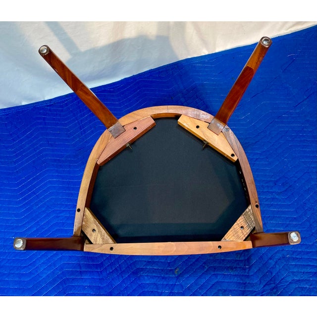 Vintage Kipp Stewart for Drexel Declaration Sculpted Walnut Armchairs - Pair (Newly Restored & Upholstered in Knoll Fabric) For Sale - Image 9 of 17