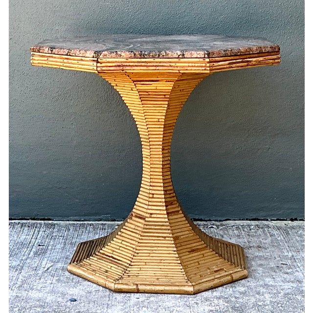 Vintage Sculptural Pencil Reed and Stone Table For Sale - Image 10 of 11
