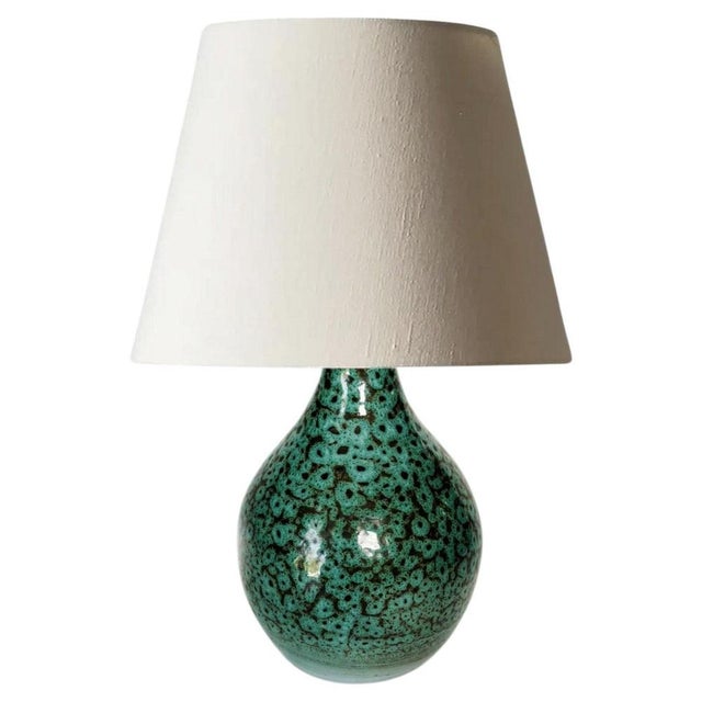 Green Glazed Ceramic Lamp, France, 1960s For Sale - Image 12 of 12