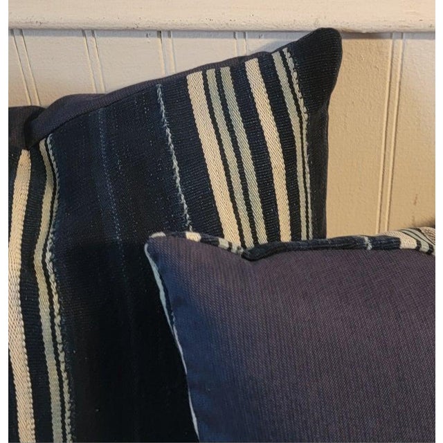 Pair of 19Thc Striped Linen Pillows For Sale In Los Angeles - Image 6 of 6
