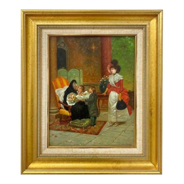 N. Henry Bingham Impressionistic Oil on Canvas of a Family Reunion, Signed For Sale